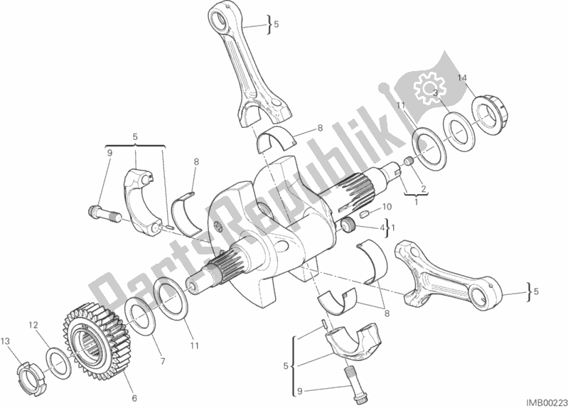 All parts for the Connecting Rods of the Ducati Diavel FL Thailand 1200 2019